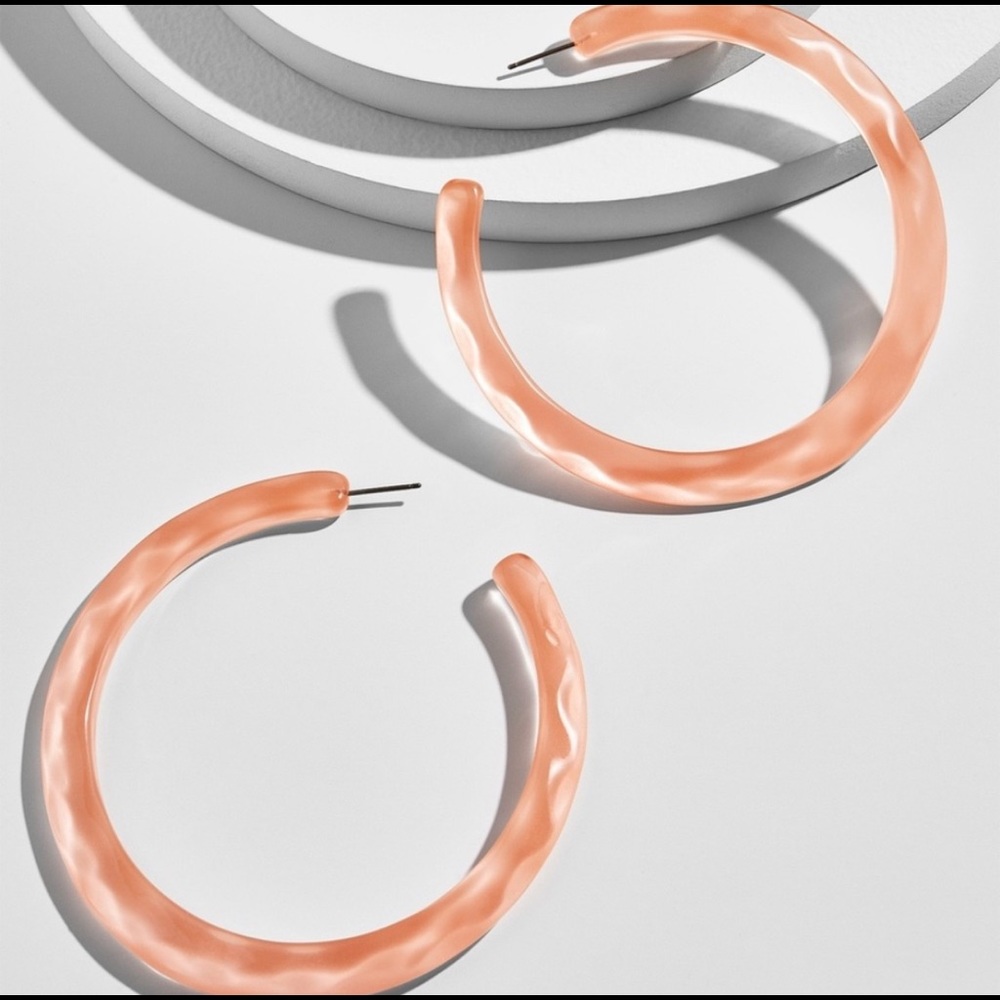 BaubleBar Heidy Lucite (Orange) Hoop Earrings 2.5